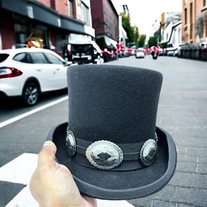 Top Hat Rockers Concho Hat Victorian Brim Prop Steampunk Costume Cosplay Punk - Picture 1 of 11