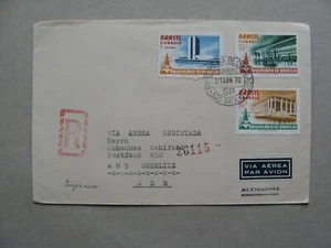 BRAZIL / BRASIL, R-cover FDC to Germany DDR 1970, 10 years Brasilia, buildings - Picture 1 of 1