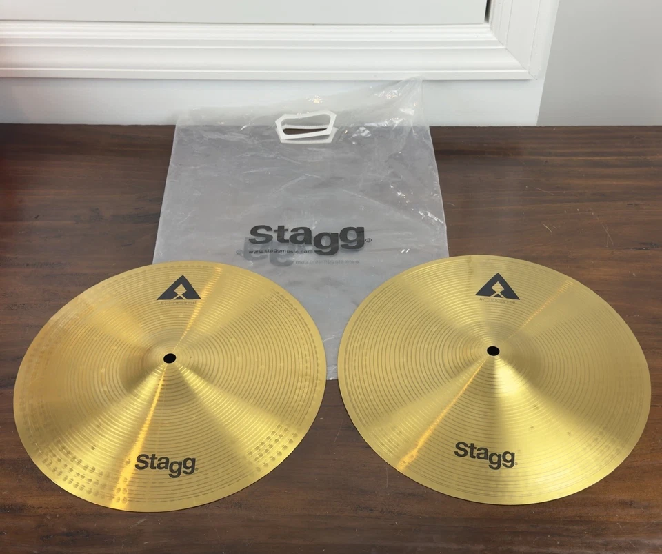 BEGINNER CYMBALS 13” COPPER/STEEL ALLOY BY STAGG 2 PC. AX 13" MED HI-HAT CYMBALS - Image 1 of 4