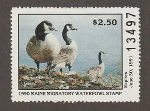 EDSROOM-14126 US Maine Duck Hunting 7 No Gum 1990 Canada Geese CV$8 - Picture 1 of 2