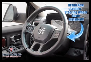For 2009 2010 2011 Dodge Ram 1500 2500 3500 -Leather Steering Wheel Cover, Black - Picture 1 of 14
