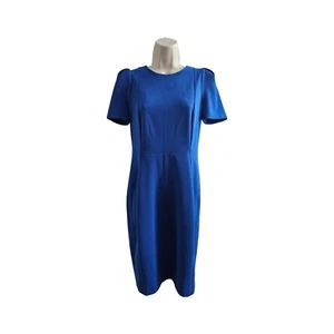 Vestido Vaina Calvin Klein Azul Cobalto Manga Corta Hasta la Rodilla Carrera Talla 6 - Imagen 1 de 12
