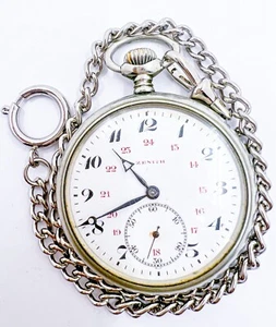 Zenith 49mm Grand Prix Paris 1900 Pocket Watch Mechanical Wind Chain Working - Picture 1 of 8