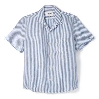 Huckberry Corridor New York Men's Striped Linen Short Sleeve Shirt Size Small - Image 1 of 4