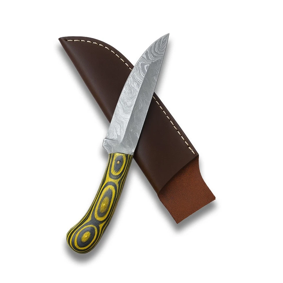 Faca de lâmina fixa 9" feita à mão torção aço damasco skinner caça EF0062 - Imagem 1 de 1