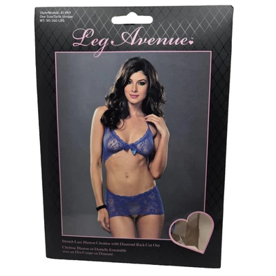Mujer Pierna Avenue Encaje Ilusión Chemise Diamante Corte Trasero Talla Única 90-160 lb Foto 1 de 4