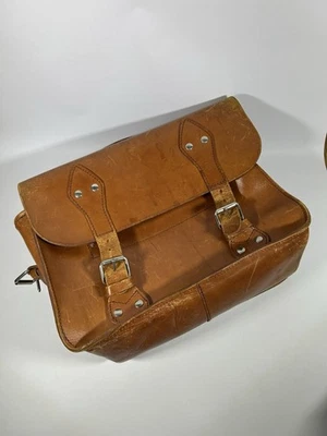 Maletín hecho a mano de cuero marrón vintage para computadora portátil cartera mensajero bolso montura Foto 1 de 4