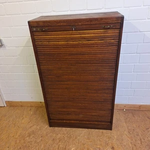 Alter kleiner Rollschrank Büro Aktenschrank Eiche 50iger Jahre F.Soennecken Bonn - Bild 1 von 10