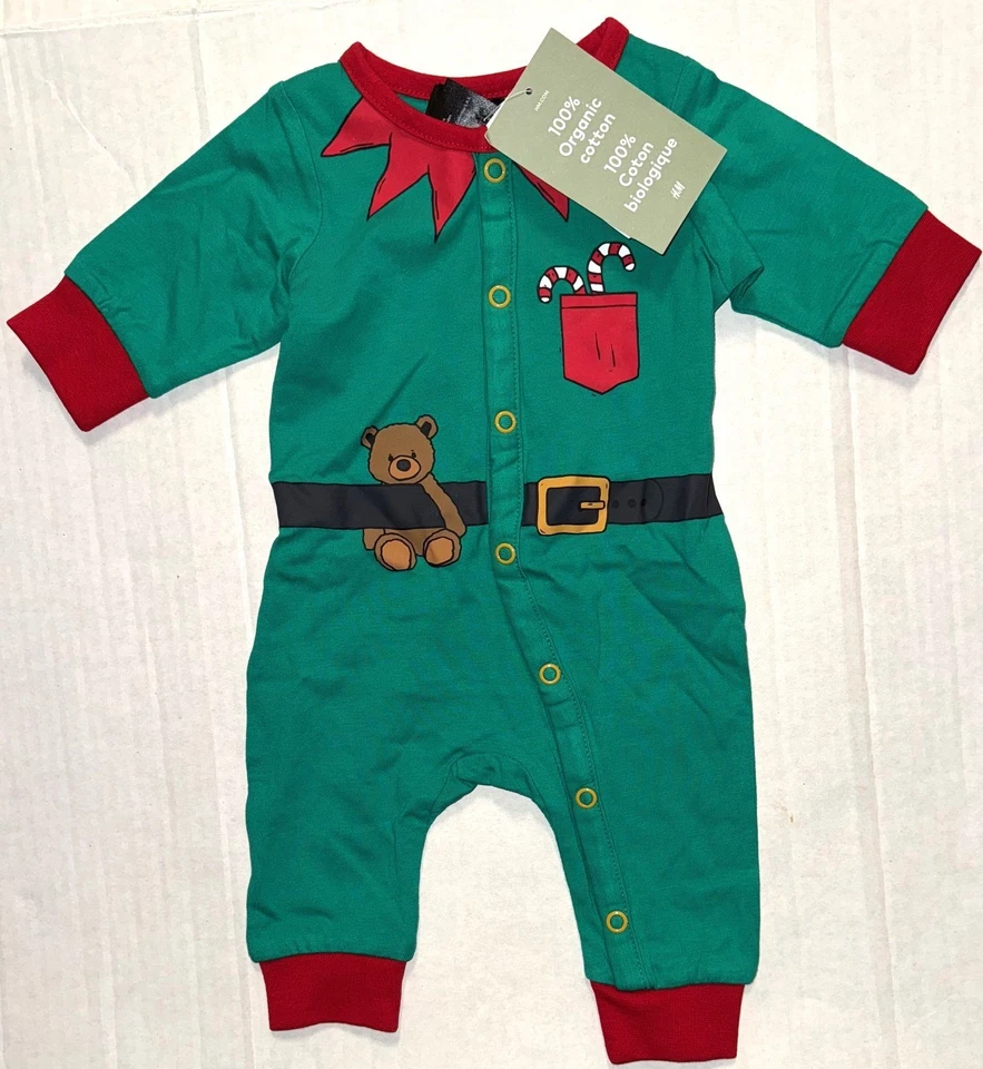 Mono H&M verde/rojo NAVIDAD ELF motivo talla PREMATURO (funciona más grande) Foto 1 de 1