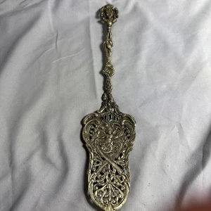 Vintage Italian Brass Cake Server Ornate Baroque Cherub Bird Floral. - Picture 1 of 9