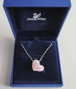 Collana con ciondolo cuore cristallo rosa Swarovski con scatola gioielli donna regalo - Foto 1 di 8