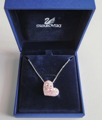 Swarovski Pink Crystal Heart Pendant Necklace with Box Women’s Jewelry Gift - Image 1 of 4