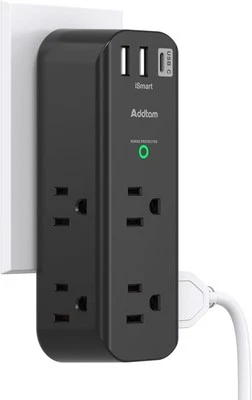 Surge Protector Outlet Extender - with Rotating Plug, 6 AC 2A1C,15W, Black  - Image 1 of 4
