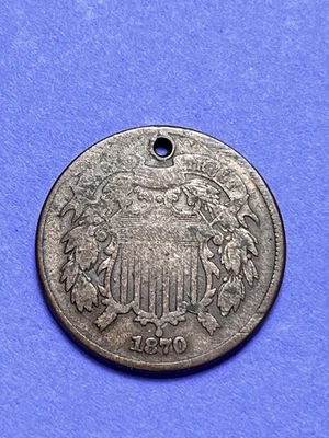 1870 Two Cent Piece With Hole - Image 1 of 2