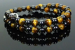 Collar Magnético Hematita Ojo de Tigre Alta Potencia Sanación, A Medida, Piedras Preciosas - Imagen 1 de 11