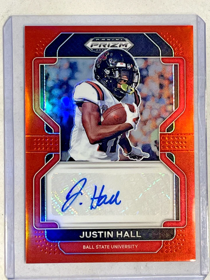 2022 Panini Prizm Draft Picks Justin Hall Autograph Auto Red Prizm /199 - Image 1 of 2