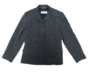 Max Mara Blazer Jacke Wollmischung Knopfleiste Damen 8 Medium schwarz weiß (grau) - Bild 1 von 12