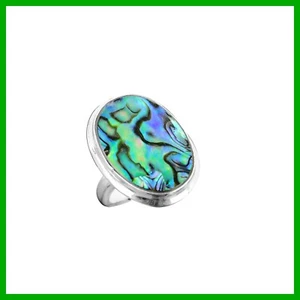 Mothers day Deal Sterling Silver Oval Abalone Shell Stone New Vintage Bezel Ring - Picture 1 of 7
