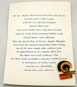 LA Rams Helm Coca Cola Coke Sammler Pin - aus Anaheim Stadion - Bild 1 von 4