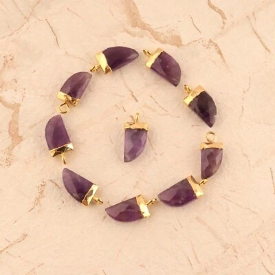 February Birthstone Real Purple Amethyst Gold Plated DIY Connectors Lot 10 Pcs  - Imagem 1 de 3
