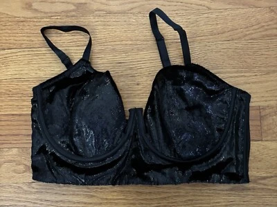 Бюстгальтер Victoria's Secret 38C черный очень сексуальный балконет бархат отлива интимный новый - Изображение 1 из 4