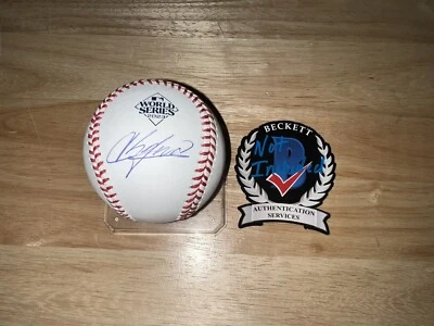 Aroldis Chapman Signed Official 2023 World Series Baseball Texas Rangers Beckett - Image 1 of 2