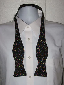 BOW TIE * 100% COTTON * COLORED DOTS ALL OVER  THEMED * SELF-TIE * MEN SIZE *  - Picture 1 of 4