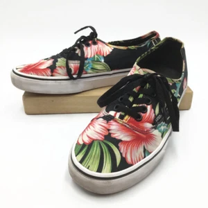 VANS Tropical Floral Shoes Size Womens 8.5 Mens 7 Black Hawaiian Luau Lace Up - Picture 1 of 9