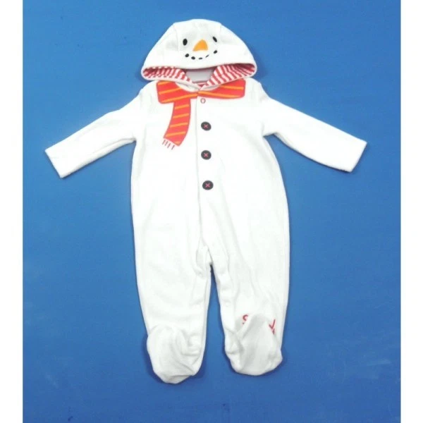 EX F & F Ex Store Baby Boy Girl Christmas White Snowman Babygro Sleepsuit 0 3 6 9 12 18