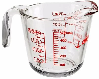 Anchor Hocking Measuring Cup Glass Measure Jug 16oz Measures in oz ml, pint, cup