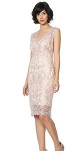 $398 Tadashi Shoji Pink Corded Embroidery Lace Tulle Bridal Formal Dress 10 NWT - Picture 1 of 12