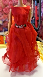 Vestido de baile de gasa rojo vintage #1614 muñeca Barbie mattel junior graduación (1965) - Imagen 1 de 19