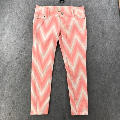 Arden B. Pants Size 4 Pink Chevron Low Waist Skinny Ankle Stretch W30 x L25.5 - Image 1 of 4