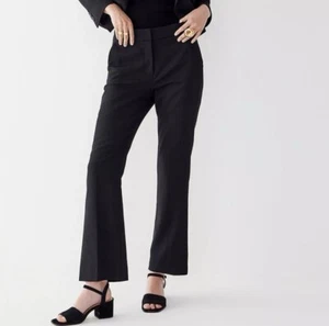J Crew Women Willa Crop Flare Pant Sz 14 Black Italian Wool Lined BK266 Career - Picture 1 of 9