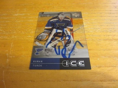 Roman Turek Autographed Signed 2000-01 Upper Deck Ice #35 Trading Card NHL Blues - Image 1 of 3
