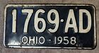 Vintage 1958 Ohio License Plate