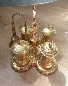 Brass Condiment Set Heavy Perfect Condition. Pre_owned. - Picture 1 of 4