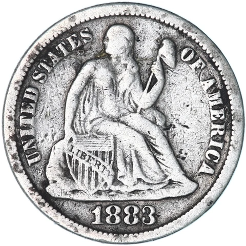 1883 (P) Seated Liberty Dime 90% Silver Fine FN Cleaned See Pics F156 Cover