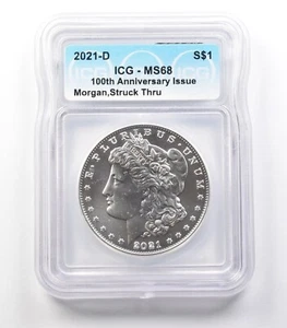 ERROR 2021-D Morgan Silver Dollar Struck Thru MS68 ICG *3654 - Picture 1 of 3