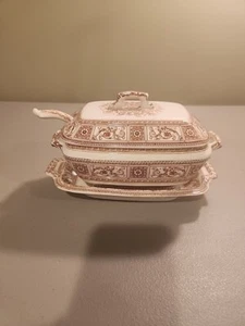 W.H. GRINDLEY & CO. TUNSTALL Serving Dish With Ladle And Lid Vtg. - Picture 1 of 24