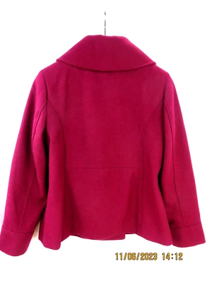 CHAQUETA ABRIGO MERONA TALLA XL Mezcla Lana Amaranto Rosa Doble Pecho Chal PEA Foto 1 de 4