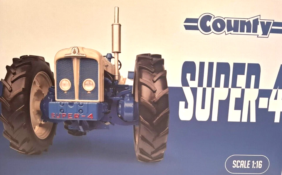 UNIVERSAL HOBBIES 1:16 TRATTORE DIE CAST FORD COUNTY SUPER 4 BLU E GRIGIO UH2781 - Immagine 1 di 1