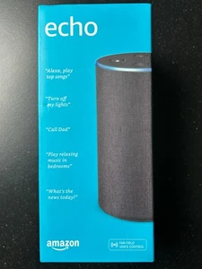 New Unopened Sealed Amazon Echo 2nd Generation Charcoal Alexa Smart Speaker - Picture 1 of 5