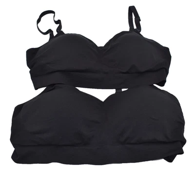 TWO AUDEN Nursing Lightly Lined Seamless Black Bras Adjustable XL Extra Large - Image 1 of 4