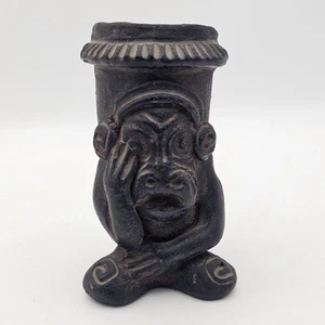 Vintage 1940er 1950er mexikanische Oaxaca Barro Negro schwarzer Ton figurale Keramik Vase - Bild 1 von 6