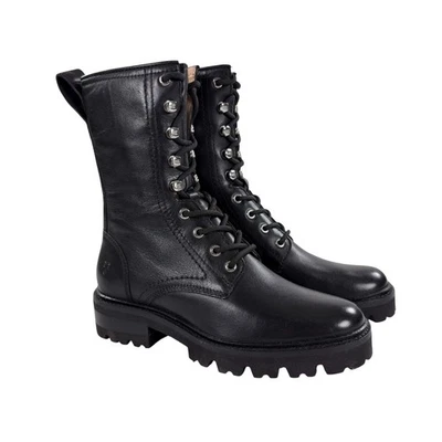 Botas de Combate Frye Olivia Mujer Talla 6 M Cuero Negro NUEVAS Foto 1 de 4