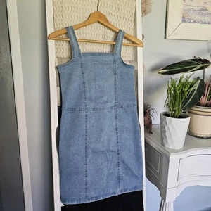 Denim Steve Madden Kids Dress Sleeveless Casual Blue Sz 10/12 - Picture 1 of 6