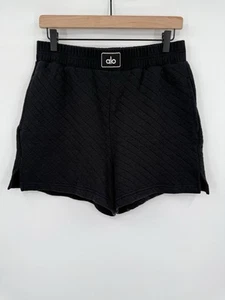 Alo Yoga Quilted Arena Boxing Shorts Women's Size Large Black Athletic Bottoms - Picture 1 of 8