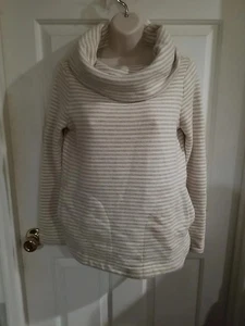 Suéter Tommy Hilfiger Athluxe Tostado y Blanco Rayas Capucha Cuello Gran Tamaño X-Pequeño - Imagen 1 de 12