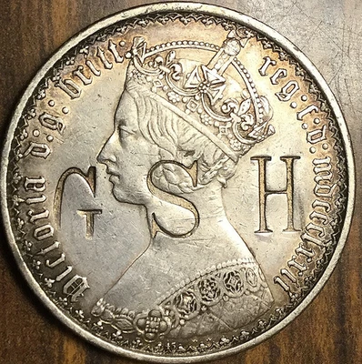 1872 UK GB GREAT BRITAIN SILVER FLORIN TWO SHILLINGS COIN - Counterstamped - - Image 1 of 2